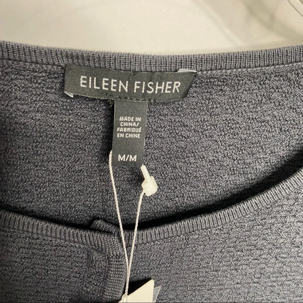 NWT Eileen Fisher Size Medium Short Sleeve Silk Blend Cardigan Gray Graphite